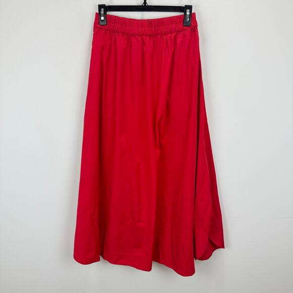 Madewell Poplin Midi Skirt Cotton A Line Cerise Red Minimalist Pockets XS NWT - Picture 13 of 16